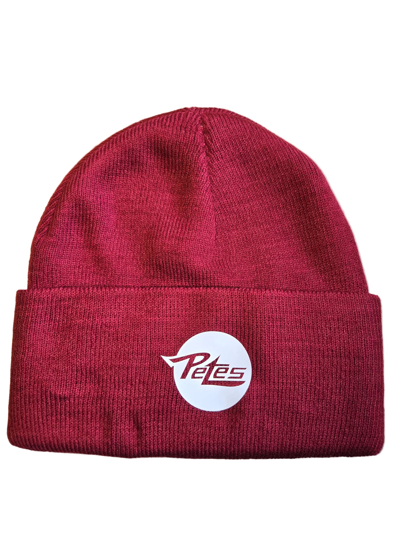 Maroon cuffed beanie with heritage logo