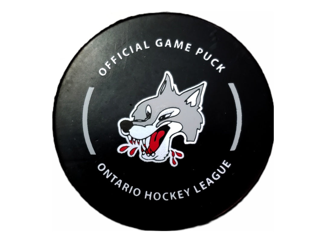 Official OHL Game puck 2024-25 Sudbury Wolves from the Petes store