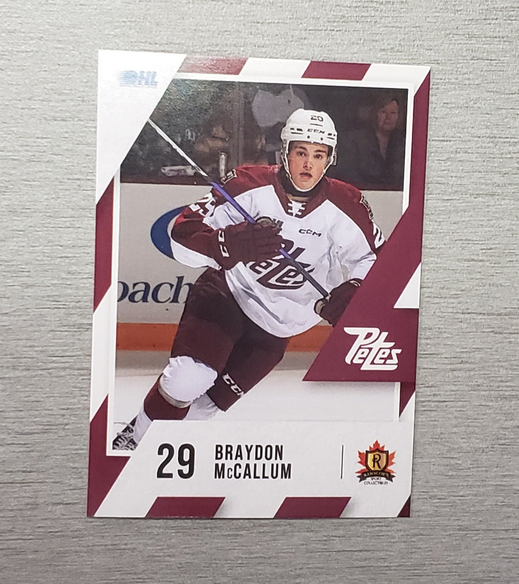Peterborough Petes 2023-24 Braydon McCallum Petes card no. 29