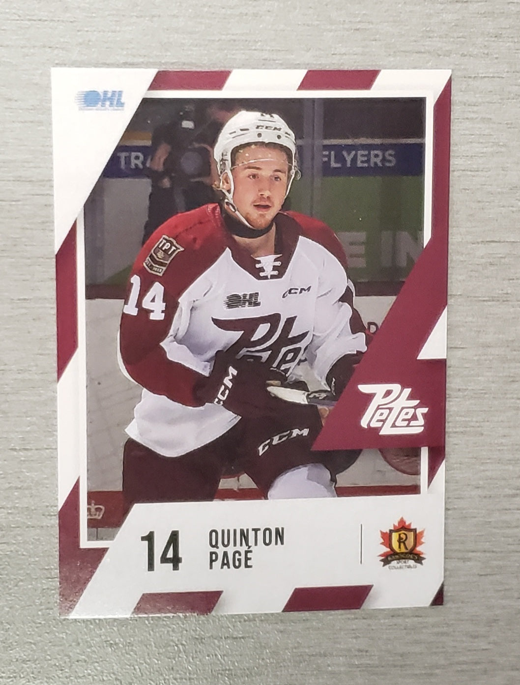 Peterborough Petes 2023-24 Quinton Pagé Petes card no. 14