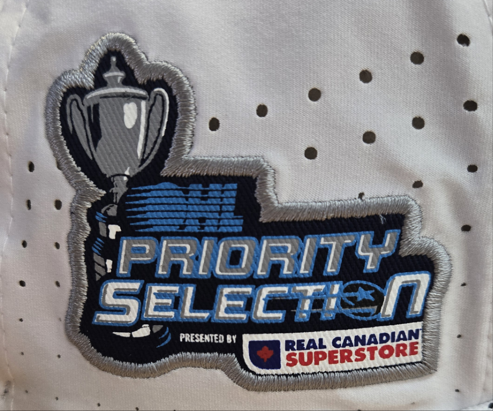 2025 Peterborough Petes OHL Draft Priority Selection white patch snapback with roped front