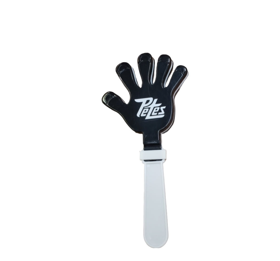 Peterborough Petes black hands with white handle hand clapper