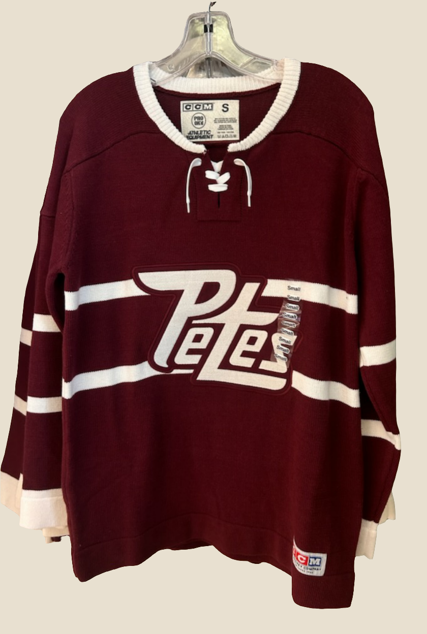 Peterborough Petes CCM Pro Series retro wool style jersey