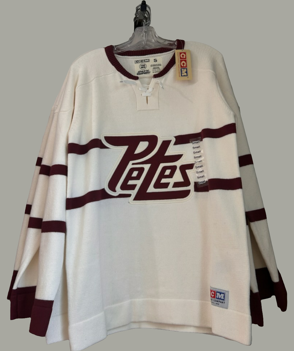 Peterborough Petes CCM Pro Series retro wool style jersey