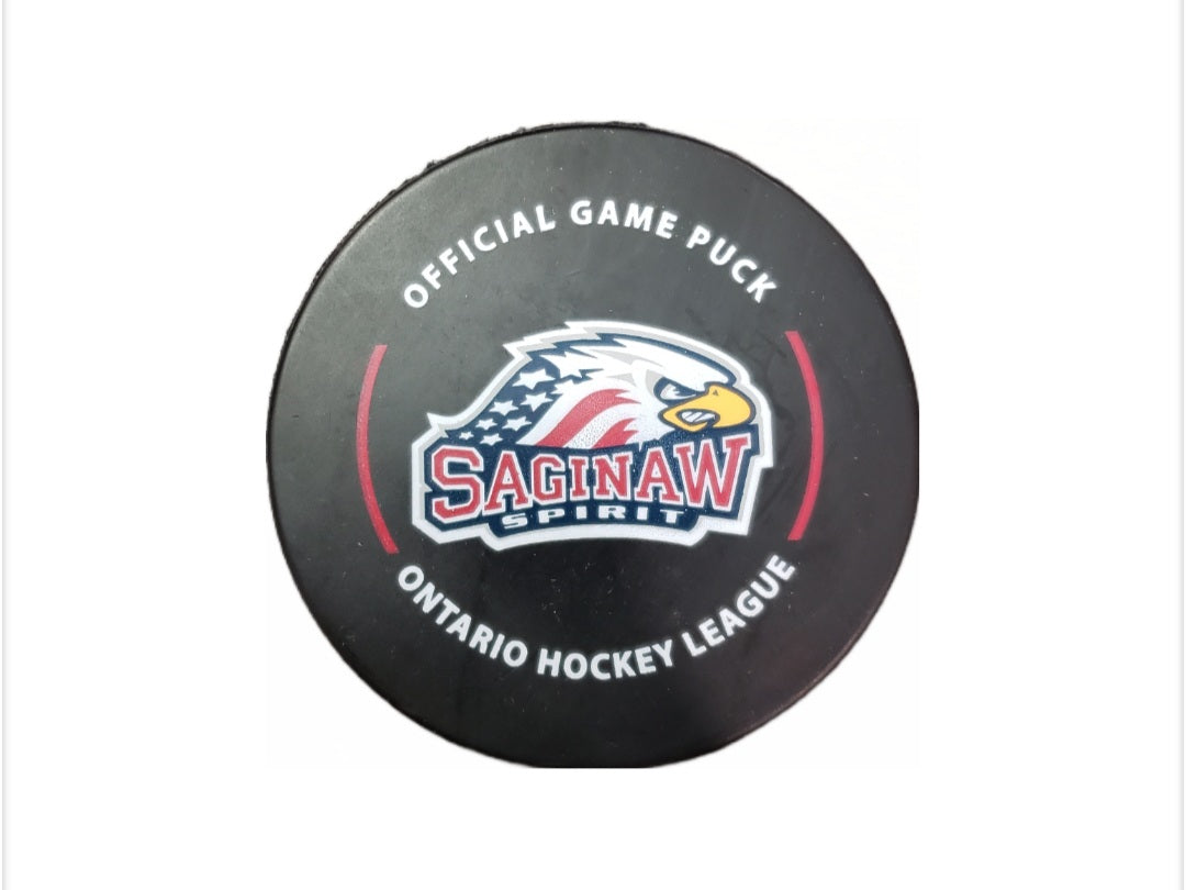 Official OHL Game puck 2024-25 Saginaw Spirit from the Petes store