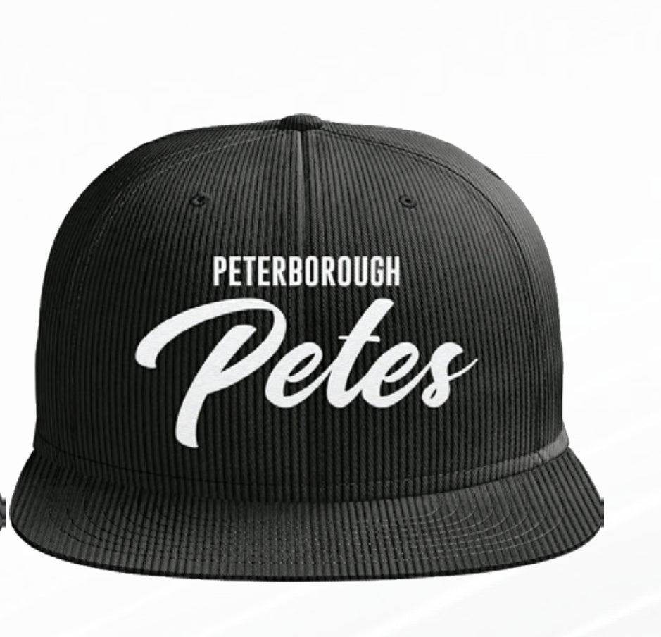 Peterborough Petes corduroy black embroidered front snapback