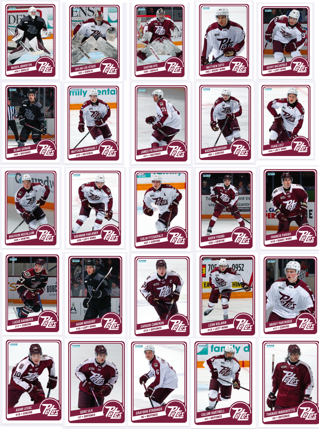 2025-26 Petes single hockey cards
