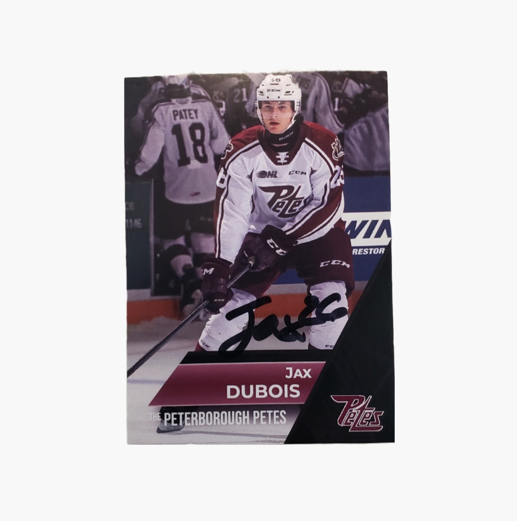 2021-22 autographed Jax Dubois Peterborough Petes card no. 26