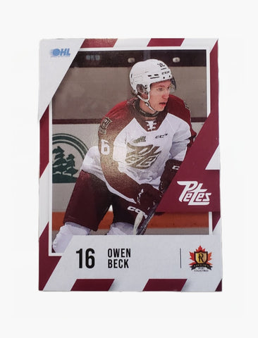 2023-24 Owen Beck Peterborough Petes card no. 16 draft pick of the Montreal Canadiens