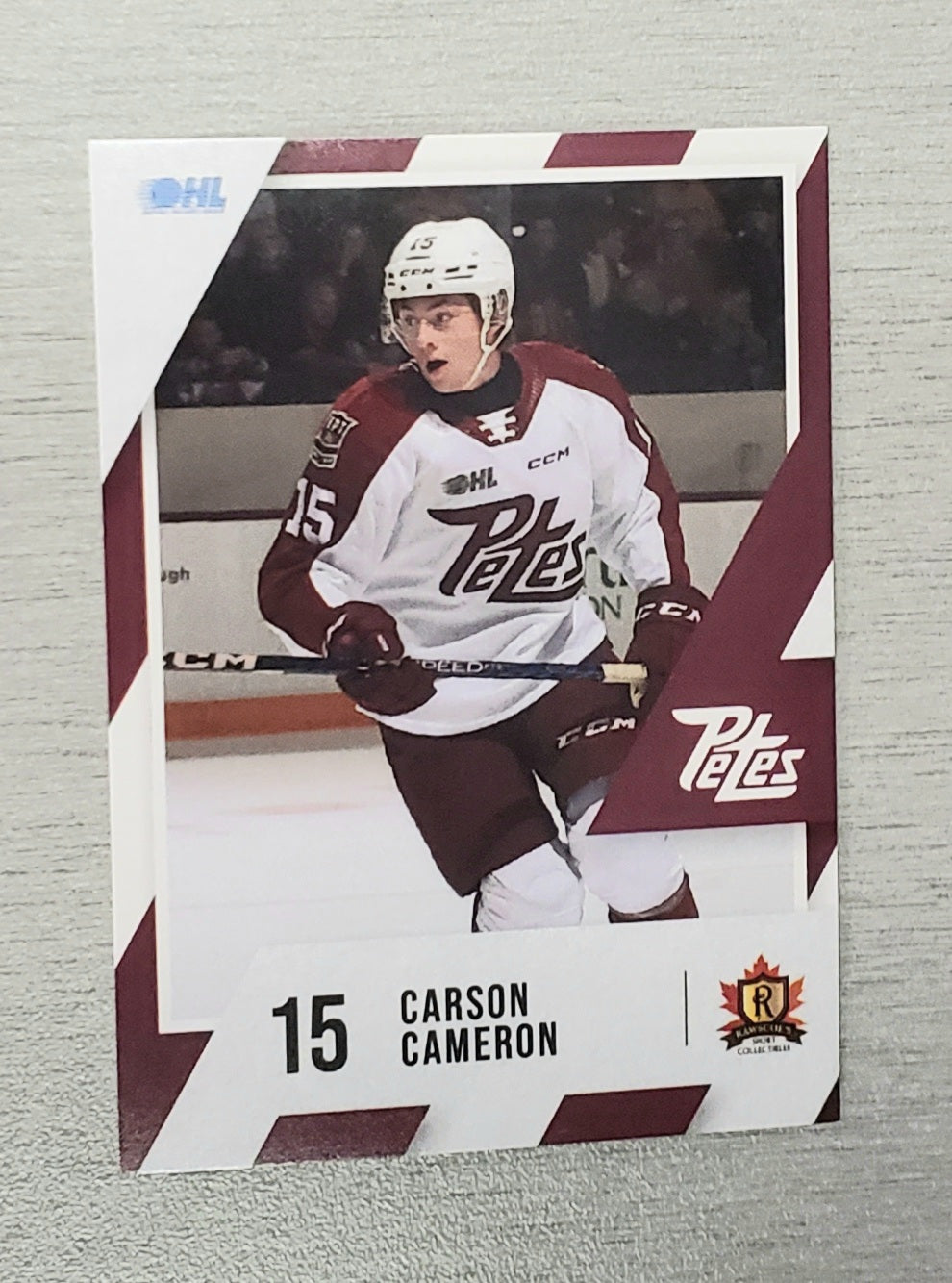 Peterborough Petes 2023-24 Carson Cameron Petes card no. 15