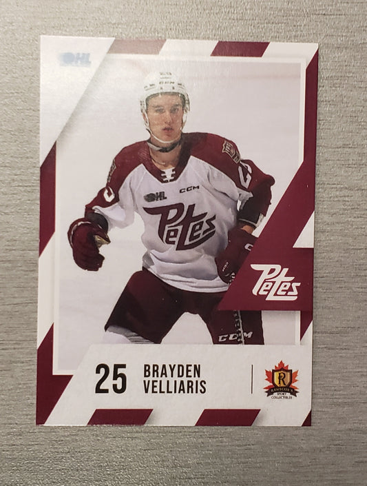 Peterborough Petes 2023-24 Brayden Velliaris Petes card no. 25