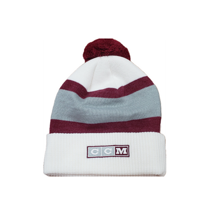 Peterborough Petes CCM maroon and white cuff knit pom beanie