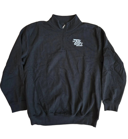 Black quarter-zip sweatshirt with a Jr Petes logo