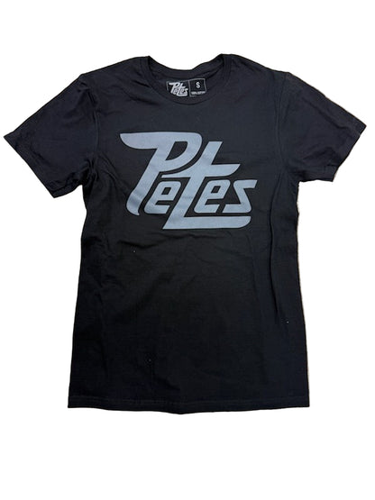 Black t-shirt with 'Petes' logo
