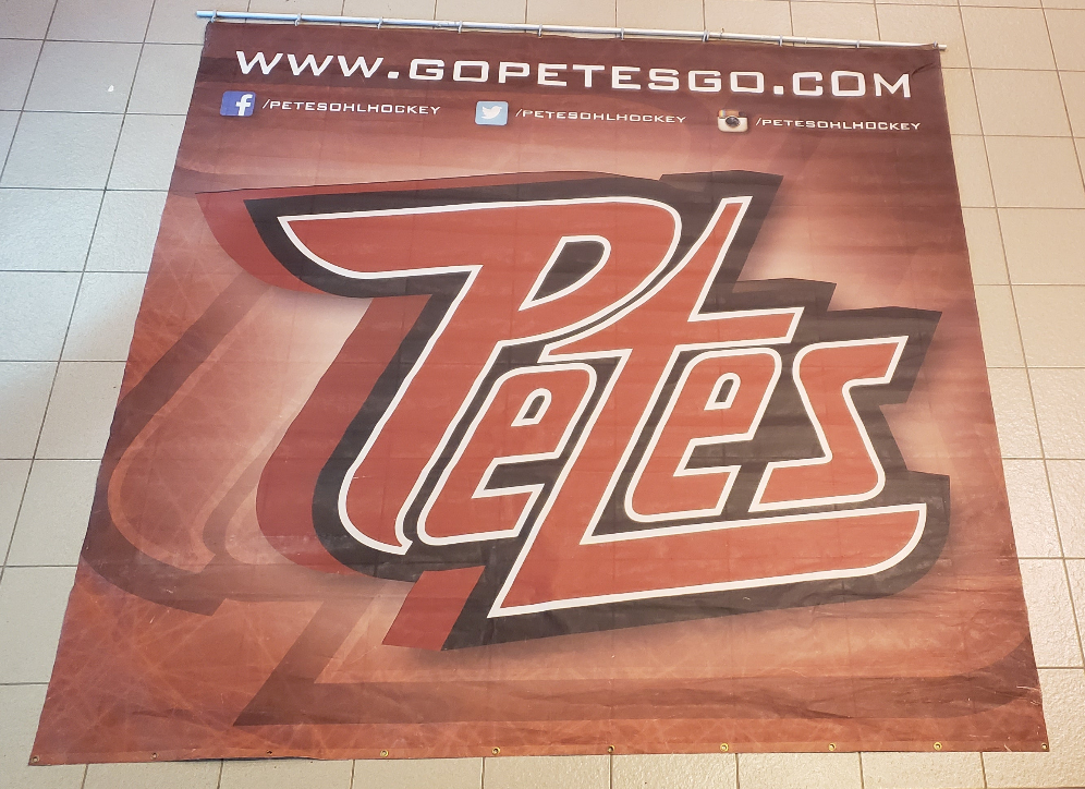 Peterborough Petes media mesh social media backdrop