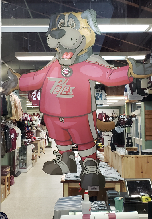 Peterborough Petes Roger the mascot window/wall cling - nearly 2 by 3 feet