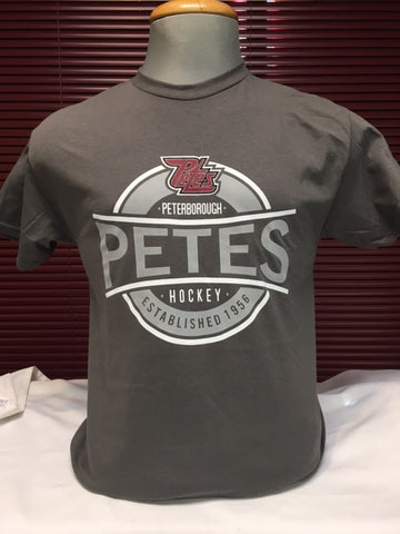 Petes Grey logo t-shirt with White Script