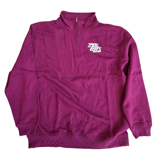 Maroon Jr Petes 1/4 zip pullover with a logo