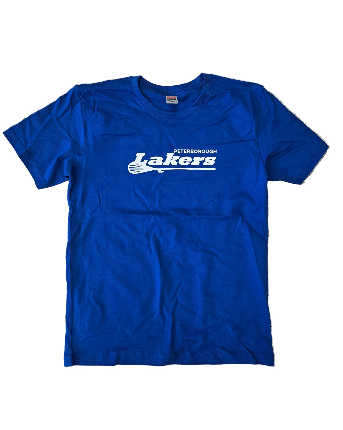 Blue t-shirt with 'Petersborough Lakers' logo
