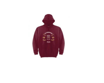 Peterborough Petes SALE $35 Heritage Bardown hoodie maroon 