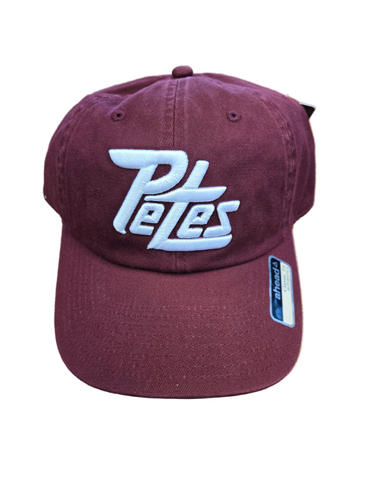 Maroon cap with 'Petes' logo 