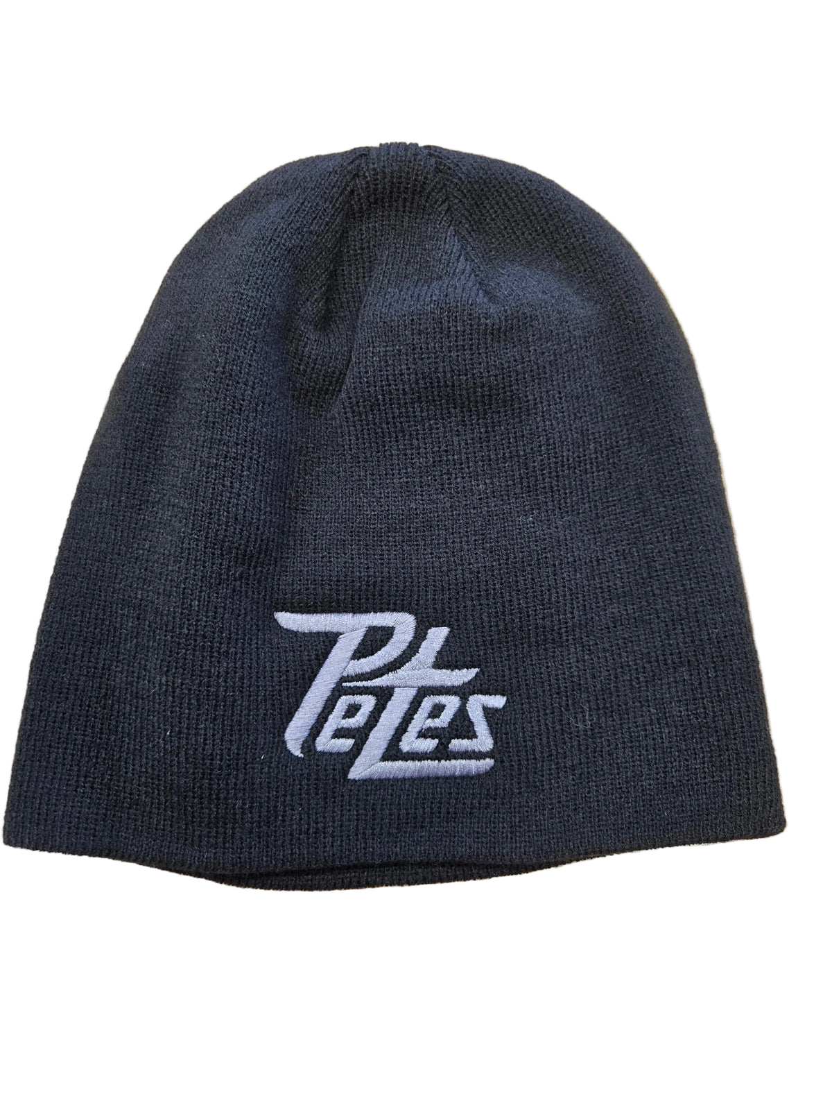 Black beanie with grey Petes logo 