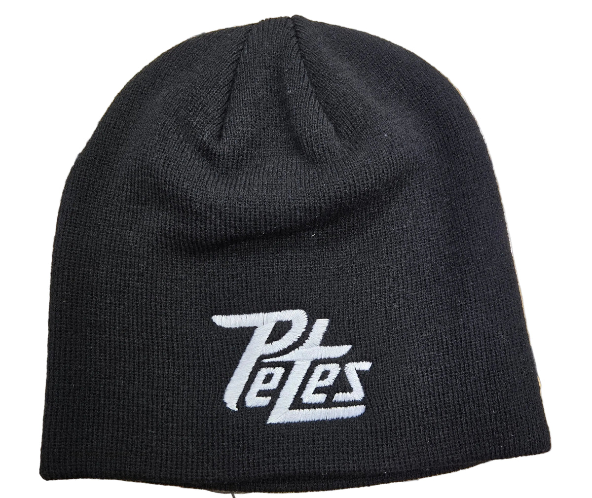 Black beanie with a white logo