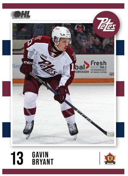 2024-25 Peterborough Petes Gavin Bryant number 13 hockey card