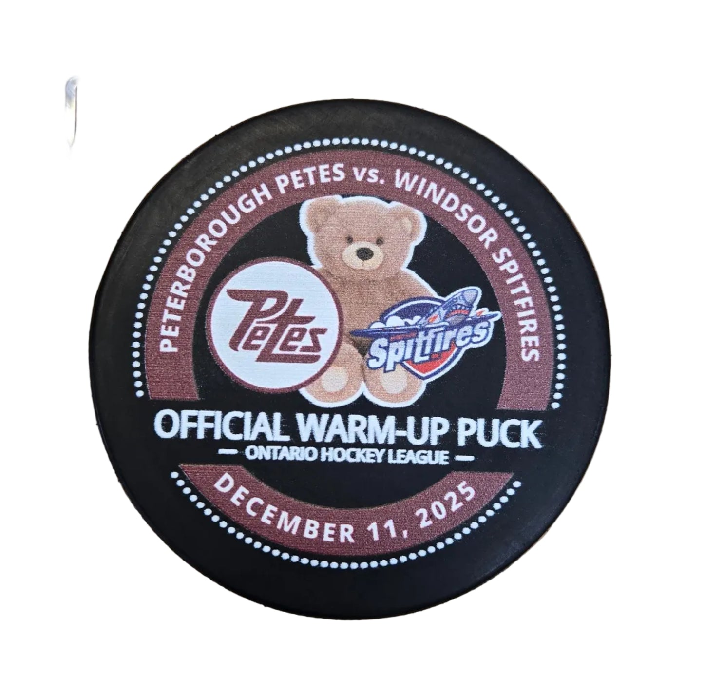 Petes vs Windsor Spitfires Warm up puck