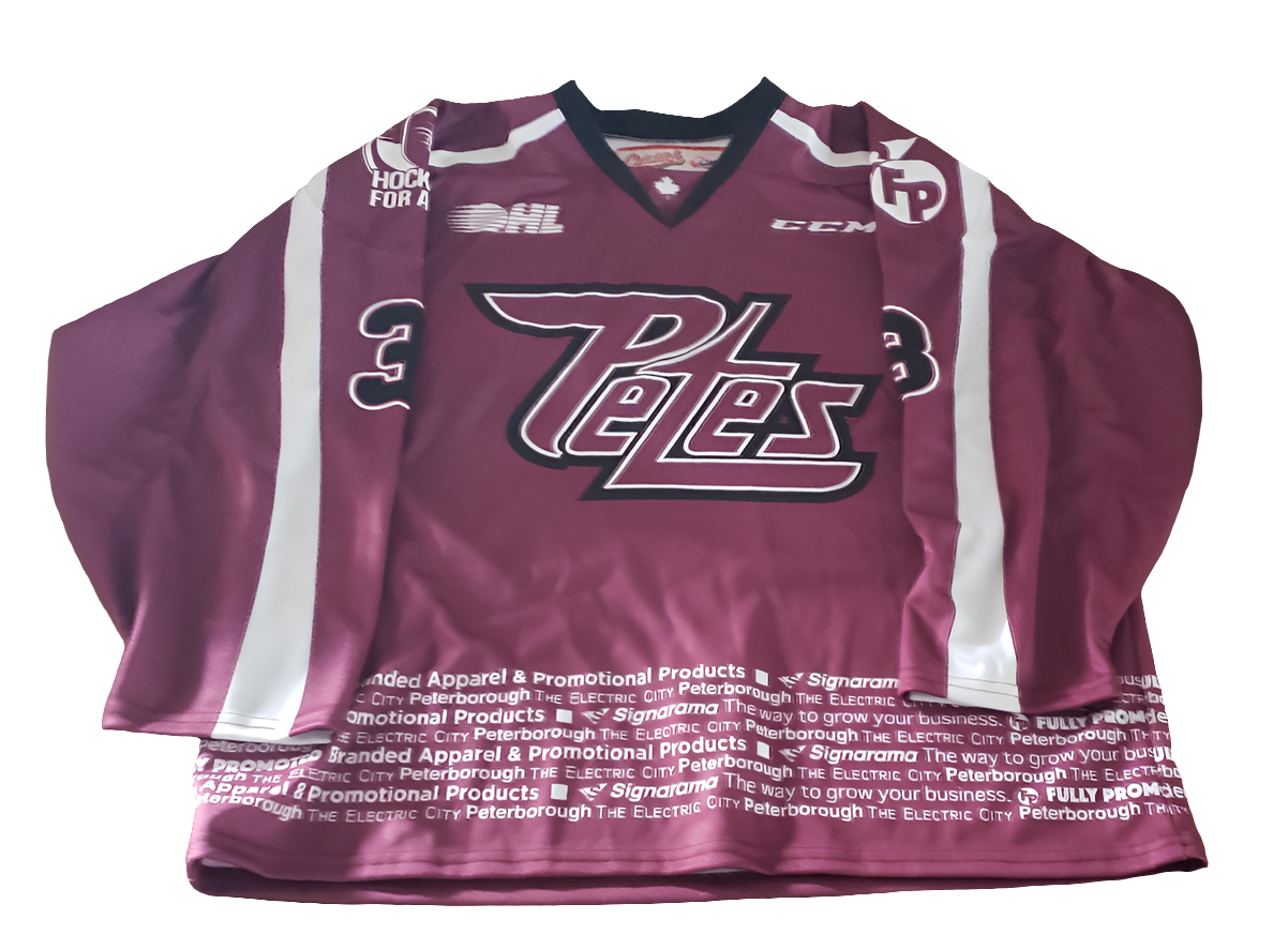 Peterborough Petes Liam Sztuska 2021-22 team Issued warm-up jersey