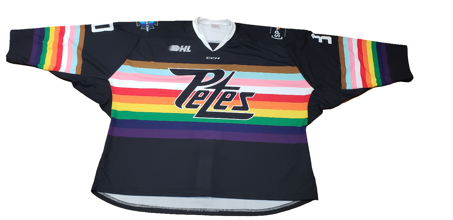 Peterborough Petes Easton Rye 2023-24 team issued Pride night jersey