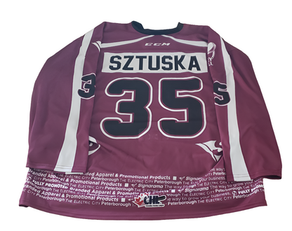 Peterborough Petes Liam Sztuska 2021-22 team Issued warm-up jersey