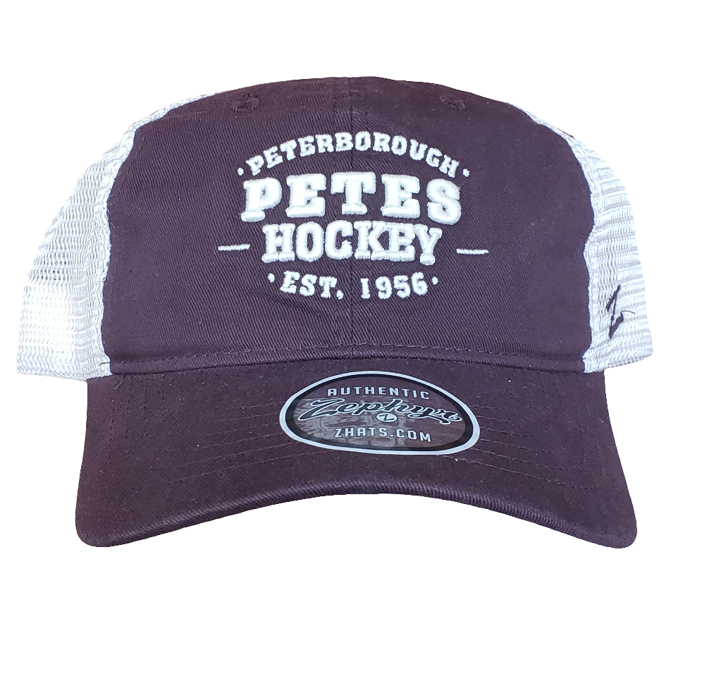 Peterborough Petes On Campus made by Zephyr trucker meshback snapback 