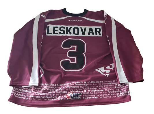 Peterborough Petes Stevie Leskovar 2021-22 team Issued warm-up jersey drafted by Minnesota Wild NHL