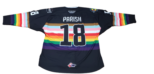 Francis Parish 2023-24 team issued Pride night jersey