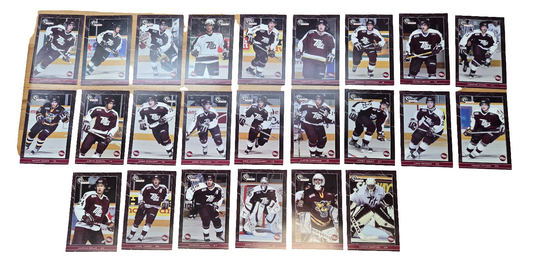 2004/05 Petes postcard Cards measure 4.5 inches by 7 inches.

Players in this set include : Aaron Dawson, Darryl Flowers, Bryan Young, Mark Flood, Niko Vainuo, Trevor Hendrikx, Jordan Morrison, Peter Aston, Jordan Staal, Scott Cowie, Justin Soryal, Greg Stewart, Greg Williams, Mike Montgomery, Justin Caruana, Corey Gault, Liam Reddox, Daniel Ryder, Jadran Beljo, Jamie Tardif, Patrick Kaleta, Eero Kilpelainen, Jeff MacDougald, Aaron Barton.
