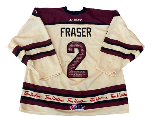 Cole Fraser 2018-19 Tim Hortons warm-up jersey