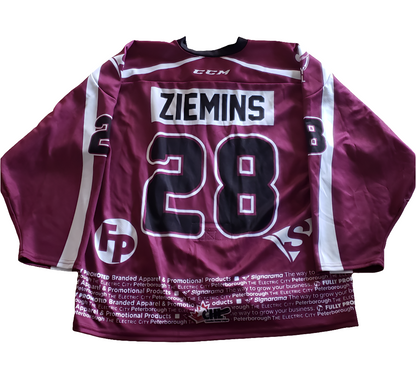 Peterborough Petes Kaspars Ziemins 2021-22 team Issued warm-up jersey