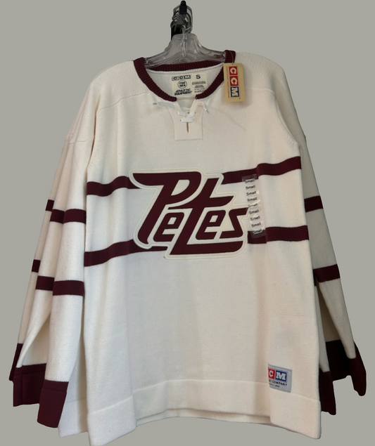 Peterborough Petes CCM Pro Series retro wool style jersey