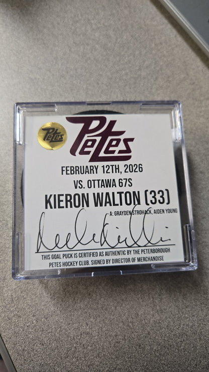 Official Petes home goal pucks