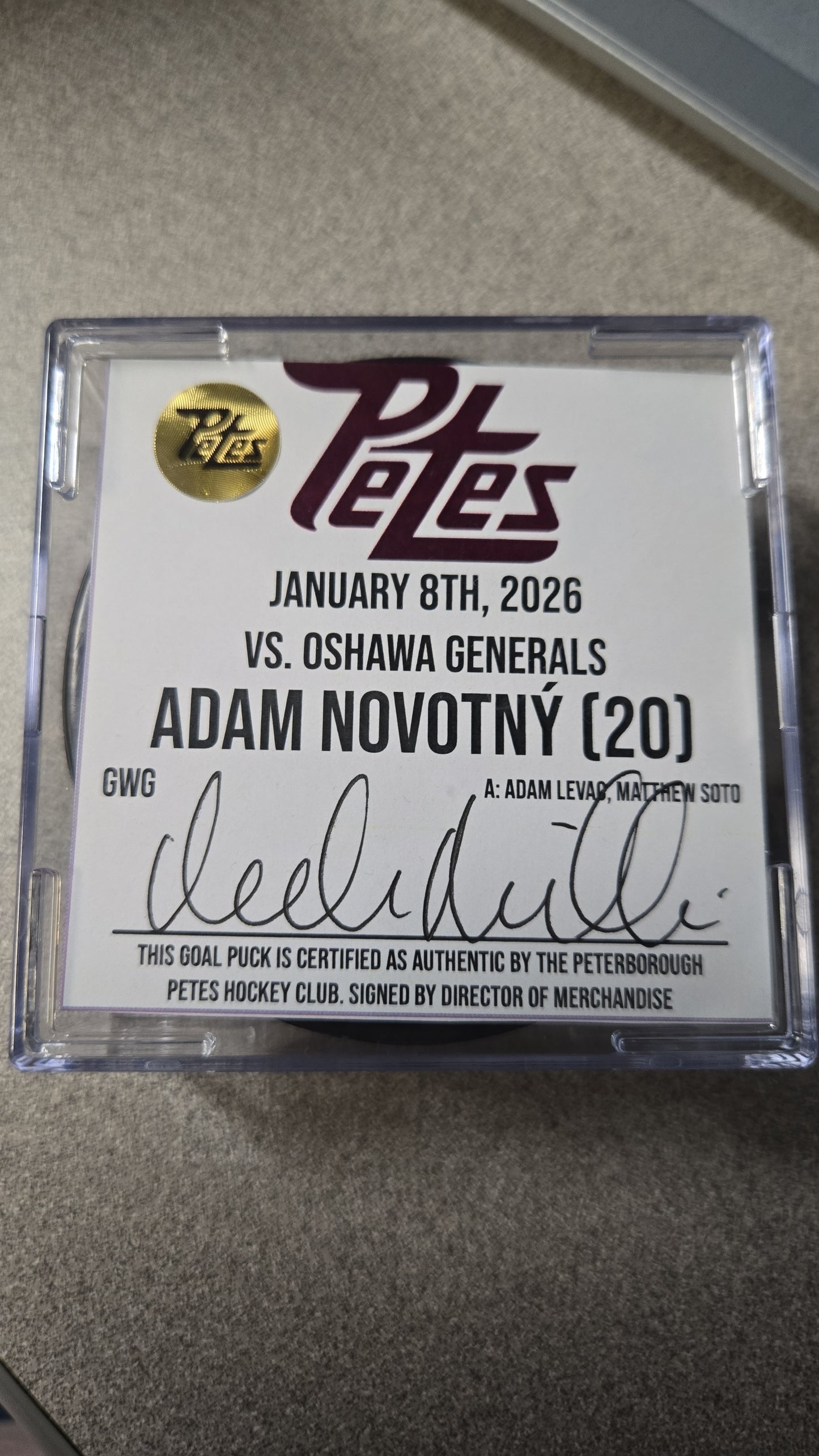 Official Petes home goal pucks