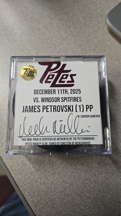 Official Petes home goal pucks