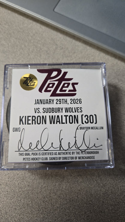 Official Petes home goal pucks
