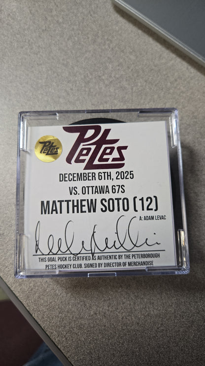Official Petes home goal pucks