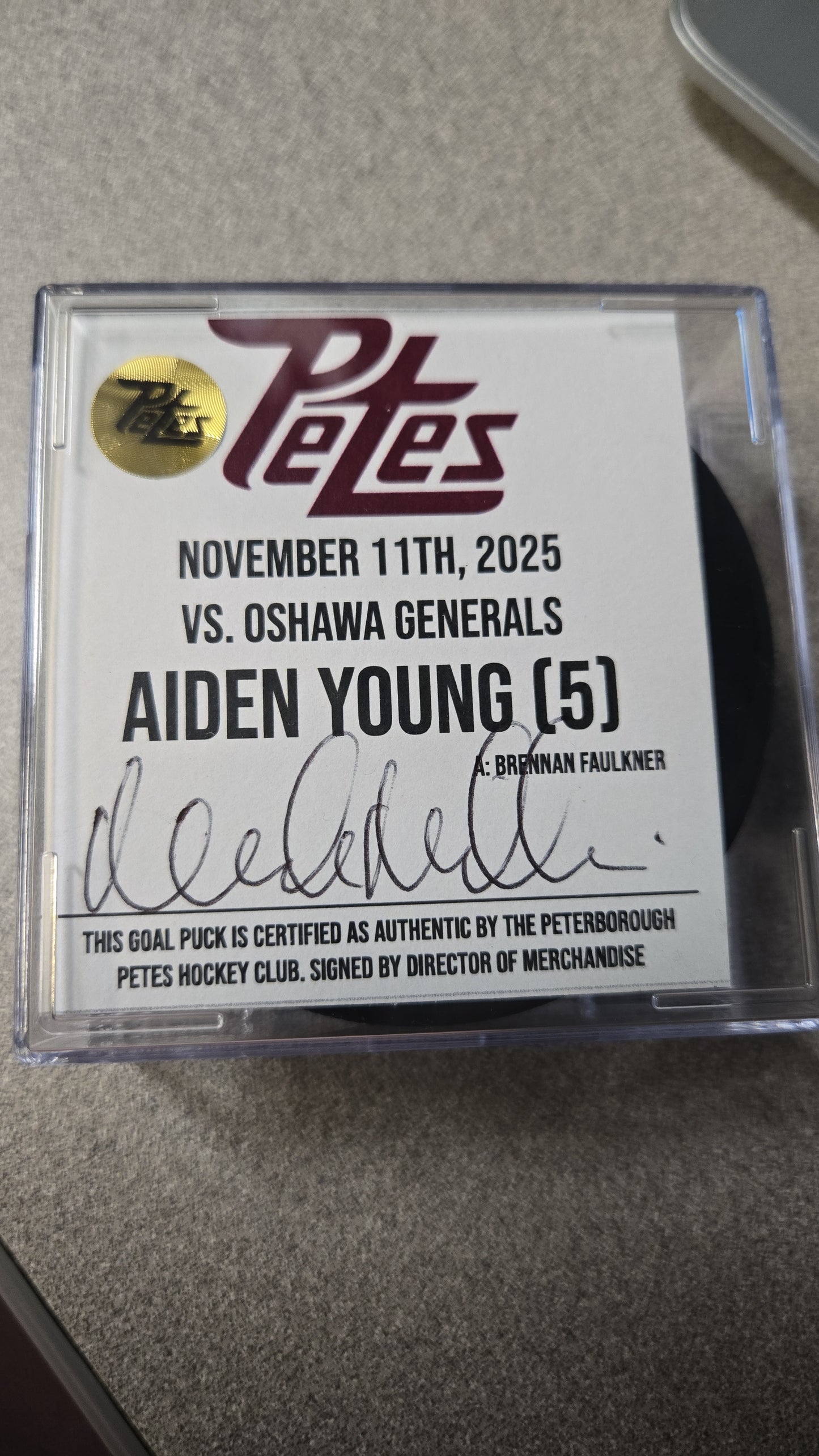 Official Petes home goal pucks