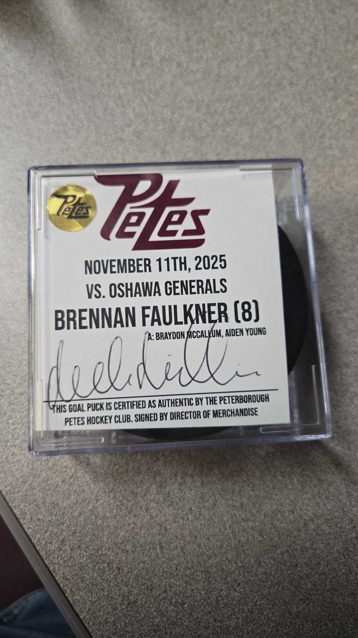 Official Petes home goal pucks