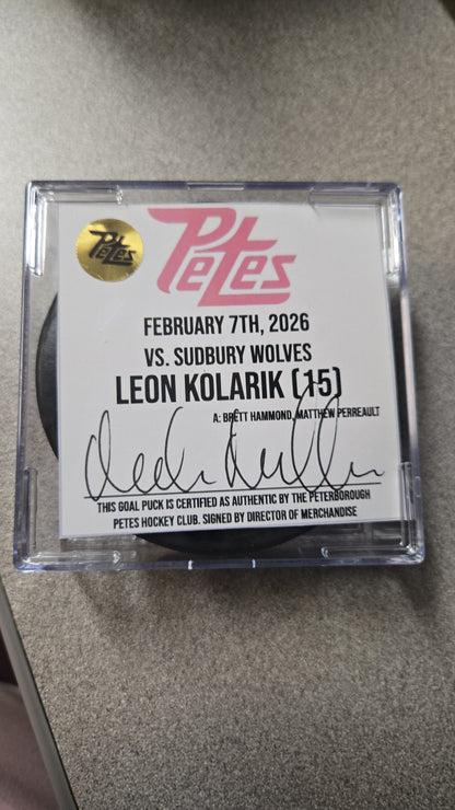Official Petes home goal pucks