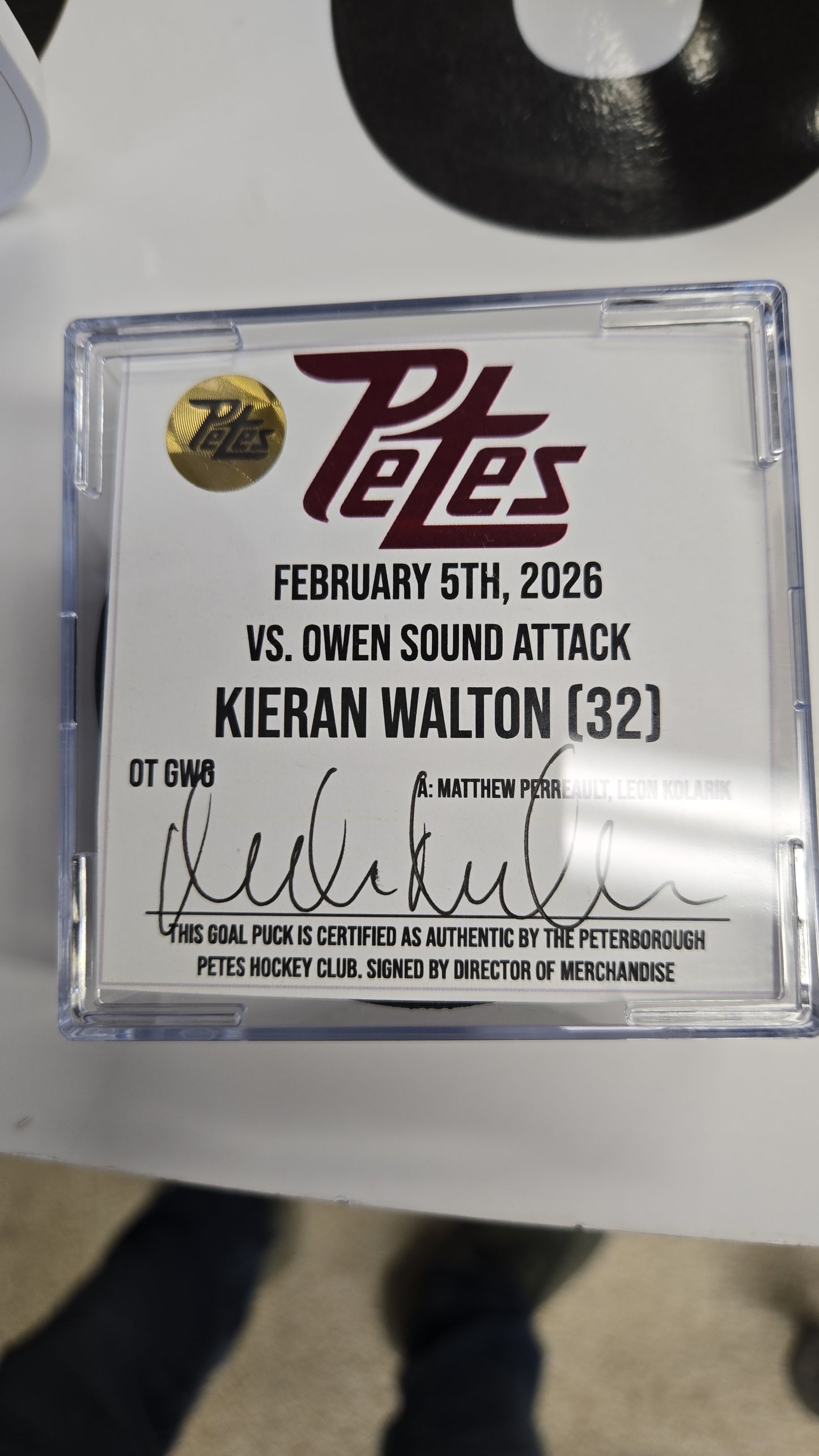 Official Petes home goal pucks