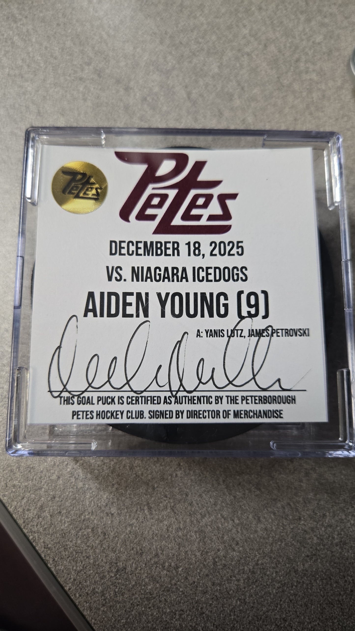 Official Petes home goal pucks