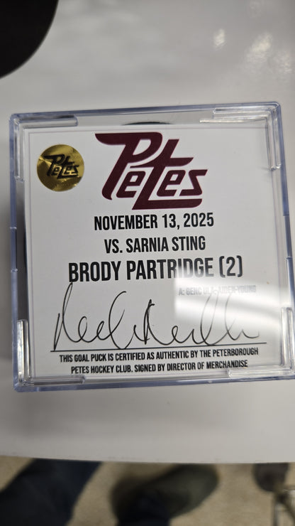 Official Petes home goal pucks